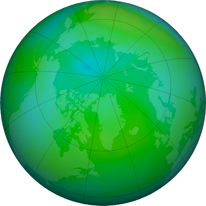 Arctic ozone map for August 2022